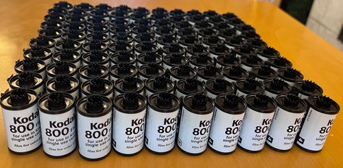 100 EMPTY WHITE KODAK 35mm film canisters cartridges leaders out bulk load - Picture 6 of 6
