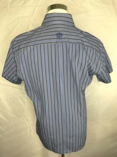 ATELIER Men's Shirt Short Sleeve 100% Cotton Zaldera Stripe Blue Sz XL $45 - Picture 2 of 11