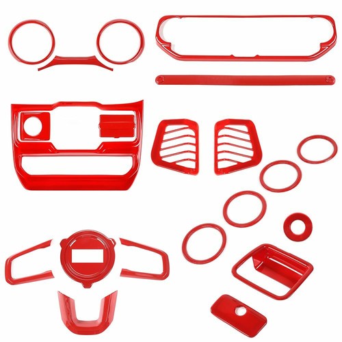Red Interior Set Center Console Decor Cover Trim Kit For Jeep Wrangler JL JT 18+ - Picture 11 of 11