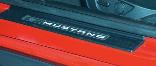 2015-2022 Ford Mustang interior Illuminated Sill Scuff step Trim Plate 2pc set - Picture 2 of 8