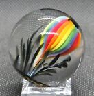 Eric Brock 1.35" Glass Marble (Rainbow Flower #1) GORGEOUS Color First Edition