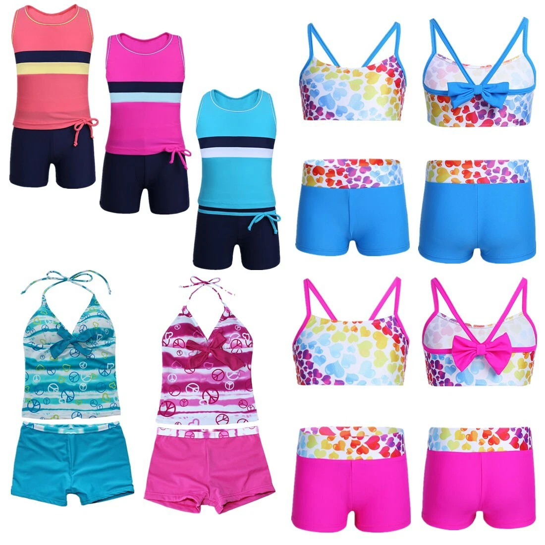 Niñas Traje de baño Traje de baño Niños Adolescentes Top + Pantalones  cortos Conjunto Traje de surf Mar Ropa de playa