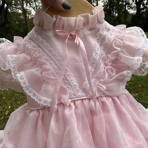Süßes N freches Vintage Festzug Kleid Spitze Rüschen Lagenlook 9 Monate rosa top - Bild 3 von 12
