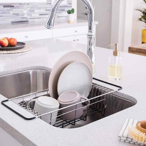 Over the Sink Metal Dish Drainer Drying Rack, 8 x 10 in. - Picture 4 of 6