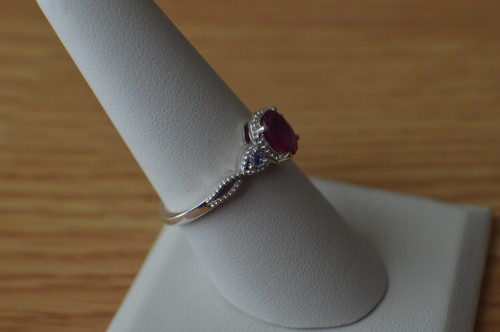 1.10ct Niassa Ruby / Tanzanite Cocktail Ring Rhodium over Sterling Silver Size 8 - Picture 10 of 14
