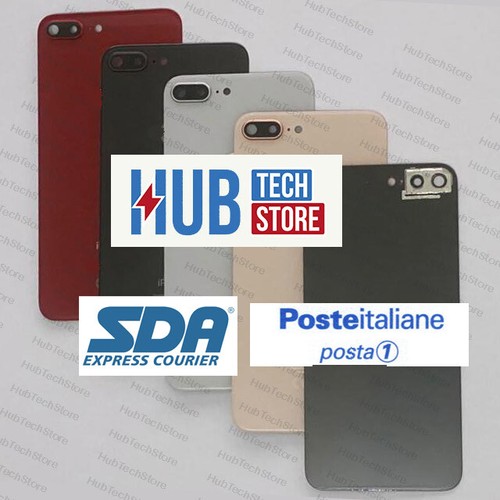 SCOCCA VETRO POSTERIORE per IPHONE 8 - 8 PLUS -SE 2020 BACK COVER COPRI BATTERIA - Foto 2 di 26