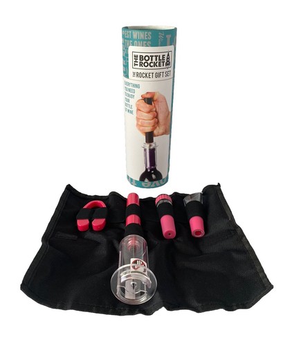 The Bottle Rocket Wine Opener 4pc Gift Set - Air Pump Opener,Cutter,Pourer, Seal - Picture 3 of 4