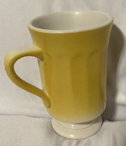 Syracuse China Yellow Pedestal Restaurant Ware Coffee Mug Cup Fluted Black Rim - Picture 3 of 4