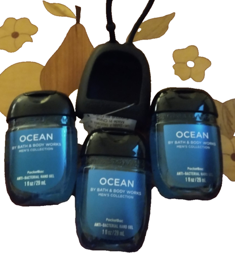 Bath Body Works OCEAN for Men Pocketbac Hand Sanitizers & Holder 4pc Set - Picture 2 of 2