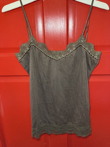Damen Weavers Camisole Tank verstellbare Träger braun Spitzenbesatz Größe Medium  - Bild 1 von 14