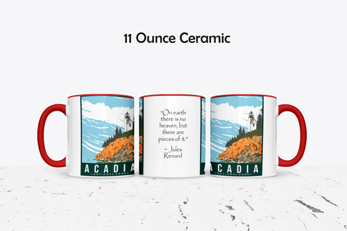 Acadia National Park Custom Coffee Mug - 11 or 15 OZ Ceramic Mug Color Accents - Picture 5 of 16