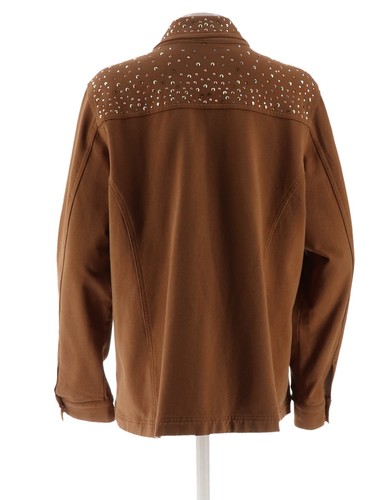 Dream Diamanti Castagna Jeans Nuovo Giacca Jeannes L Quacker Factory Lisci TxnpAC