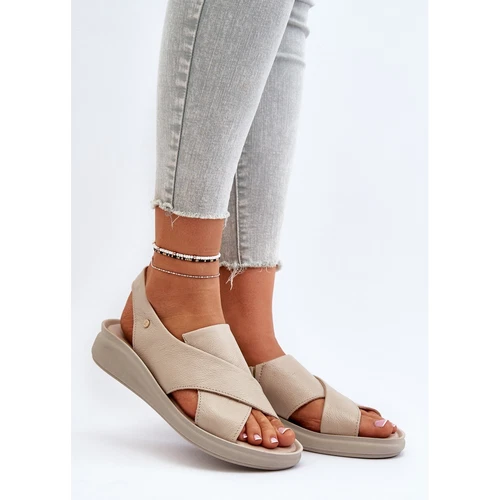 Zazoo 40392 Women's Leather Sandals, Beige - Picture 3 of 10