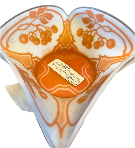 Antique French Cameo Glass Bowl Signed Riedel With Excellent Carving. - Picture 5 of 13