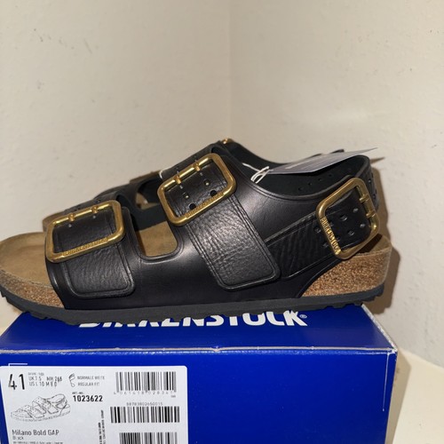 Sandali Birkenstock Milano Bold GAP adulto 41 pelle nera nuovi scatola donna 10 US - Foto 9 di 24