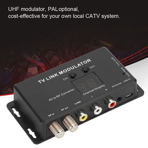 TM70 UHF TV LINK Modulator AV To RF Converter IR Extender With Channel Displ Fit - Bild 8 von 22