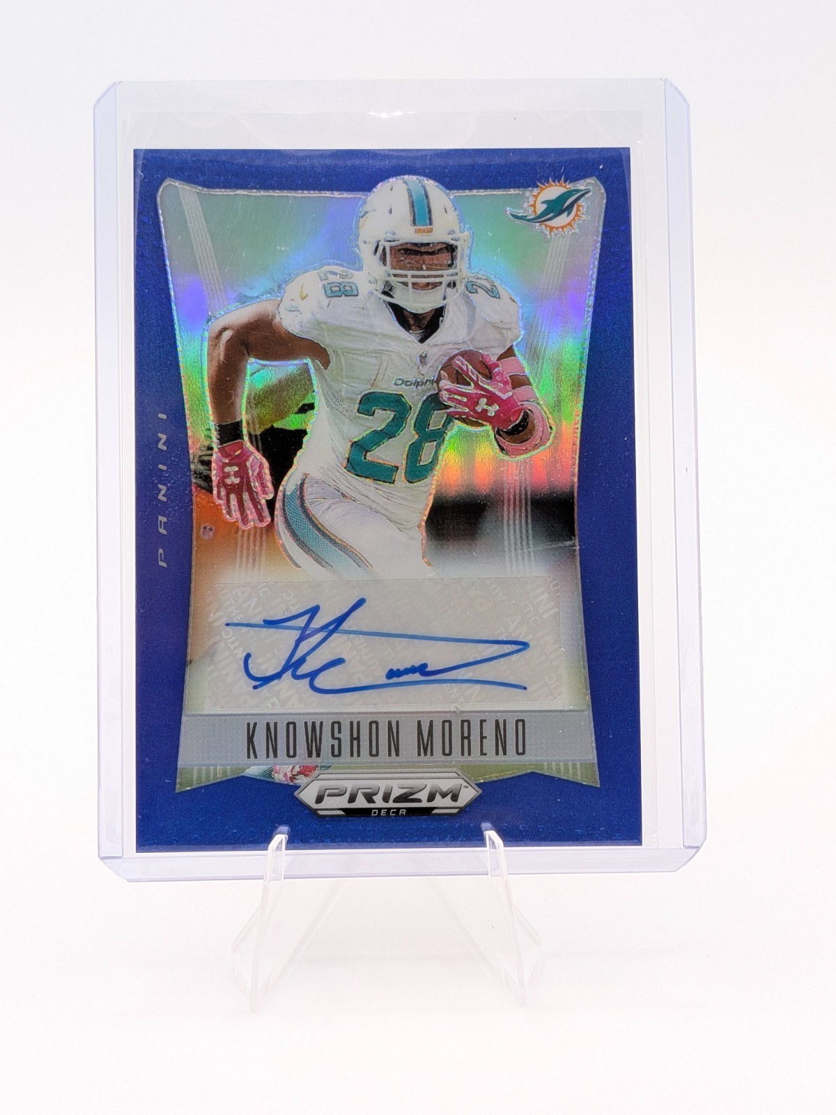 2024 Panini Prizm Deca Blue Prizm Knowshon Moreno Auto Jersey Number 28/49