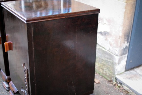 Paar Art Deco Nachtschränkchen - Bild 6 von 10