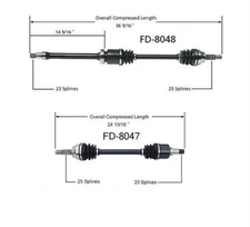00-04 Focus IB5 Manual Trans D/S & P/S Front Cv Axle Shafts FD8047 FD8048