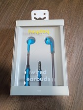 Heyday Wired Earbuds with Mic Remote 3.5mm Jack - Bright Blue - NEW