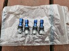 USED AUTHENTIC ENKEI RPF1 BLUE ALUMINUM BOLT ON VALVE STEMS WITH CAPS SET OF 4