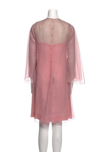 Abito di lusso vintage designer Malcolm rosa stravagante svasato manica lunghezza ginocchio - Foto 3 di 10