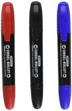 BAZIC Asst. Color Double-Tip Permanent Marker (3/Pack)