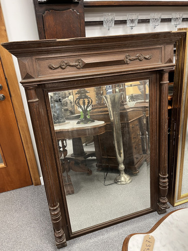 Large French 19th Century Overmantle Mirror with Carved Detail W: 100 x H: 132cm - Picture 11 of 12