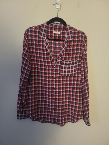 Equipment Red Plaid Silk Button Front Blouse Sz M Office Business Casual Career - Picture 1 of 7