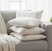 Set of 4 - Vintage Floral Cushion Covers Cream 18x18” 45X45 - Shabby Chic Pillow