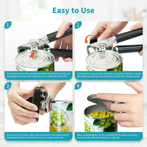 Manual Can Opener Bottle Opener, Heavy Duty Stainless Steel Smooth Edge Manual H - Picture 6 of 12