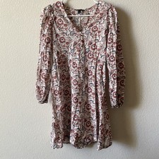 banana republic floral Cotton Long Sleeve Dress Women S