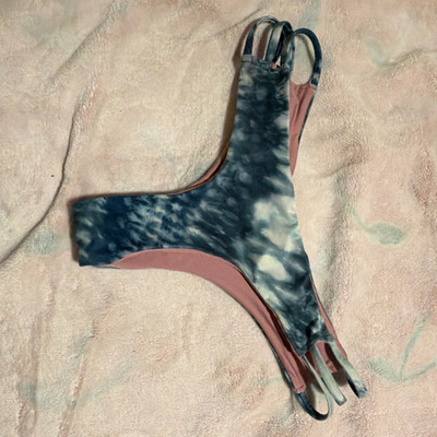 Women s Tie-Dye Strappy Bikini Bottom Size S Regular Blue White Pink Beach