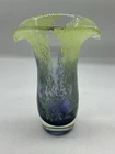 Telflora Murano Style Blown Heavy Art Glass Vase Vintage Purple and Green