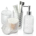 Bathroom Accessories Set, 4 Pack Clear Glass Bath Accessory Sets Complete,
