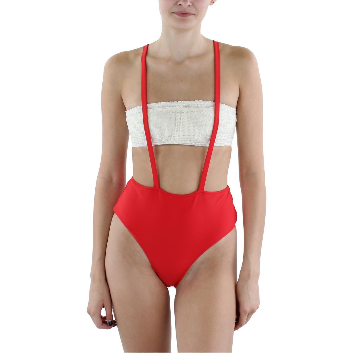 Женский красный однотонный комбинезон Kendall + Kylie с отделяющимся низом для плавания на ремешке L BHFO 3937