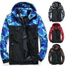 Men Waterproof Rain Jacket Hooded Sport Camouflage Coat Army Windbreaker Outwear