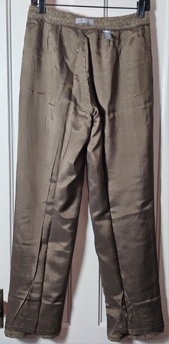 Kate Hill Pants 8P 28"x30" Brown Wool Blend Tweed Chevron Wide Leg Trousers Boss - Picture 19 of 24