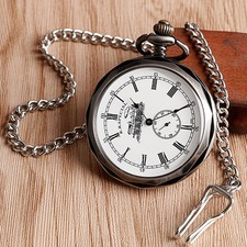 Men's Mechanical Pocket Watch Wind Up Open Face Roman Numerals Dial Retro Gifts