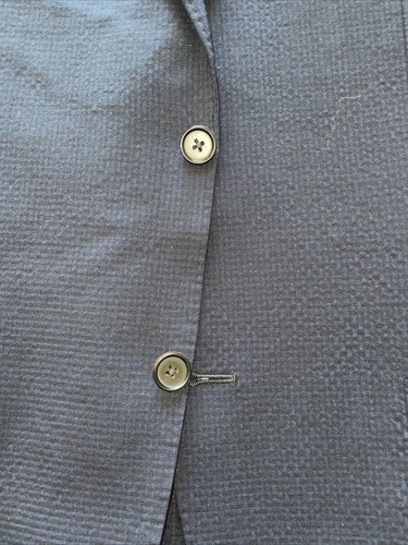 Ibiza Blazer Mens 42L Navy Blue Seersucker 2 Button Wool Stretch Sport Coat WOW - Picture 5 of 19