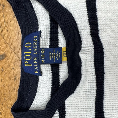 Polo Ralph Lauren Long Sleeve Shirt Boys M (10-12) Navy Striped Preppy Classic - Picture 2 of 5