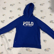 Polo Ralph Lauren Boys Navy Cotton Blue Hoodie Sweatshirt L 14-16 Kids Large