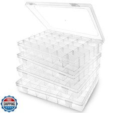 Egaageoi 4 Pack 36 Grids Clear Plastic Organizer Box - Bead Organizer with Re