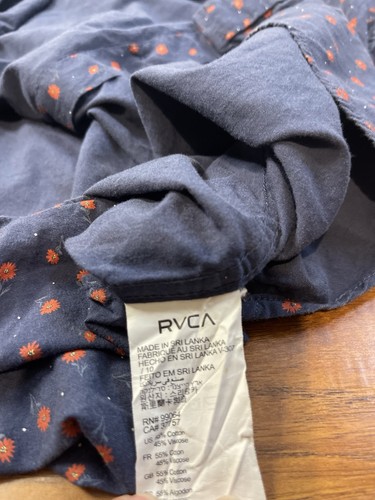 Camicia RVCA slim fit manica lunga uomo taglia XL bottoni floreali 100% cotone - Foto 8 di 9