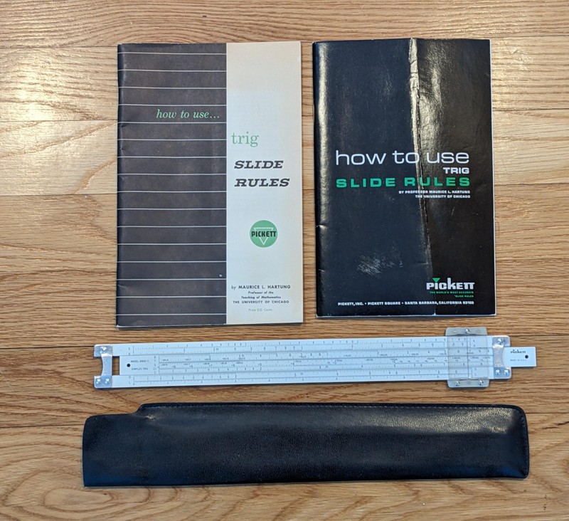 Vintage Pickett All Metal Slide Rule Model N902-T Simplex Trig w/ Case, Manuals