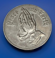 Vintage Catholic Serenity Prayer Hands Pocket Token Religious Medal