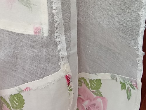 Vintage Handmade Apron Floral Inserts Sheer 19x44 Flaws Cutter Fabric Textile - Picture 12 of 22