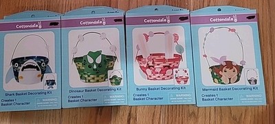 4 X Easter Basket Decorating kit for boy - Dinosaur + Shark+ Bunny+mermaid