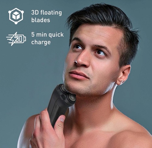 Mario Lopez Men Rechargeable Electric Shaver 3D Floating Blades Quick Charge NEW - Picture 3 of 13