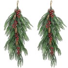 2 Pcs Artificial Christmas Teardrop Swag with Berries and Pinecones, Faux Ber...